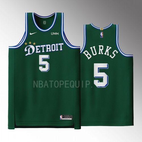 Detroit Pistons 5 Alec Burks Green Men Jersey 2022-23 City Edition