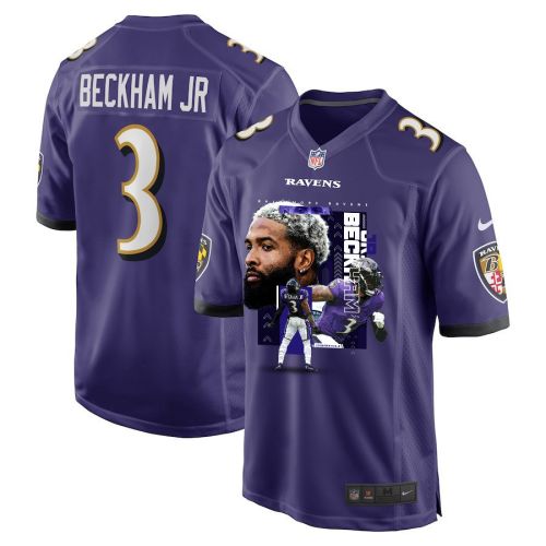 Odell Beckham Jr. 3 Baltimore Ravens OBJ Game Men Jersey - Purple