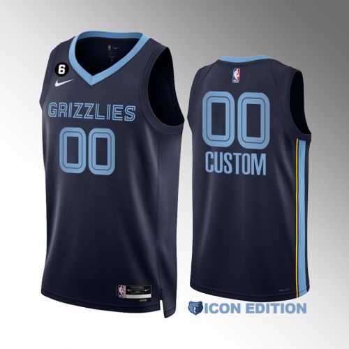 Custom 00 Memphis Grizzlies Navy Jersey 2022-23 Icon Edition Swingman