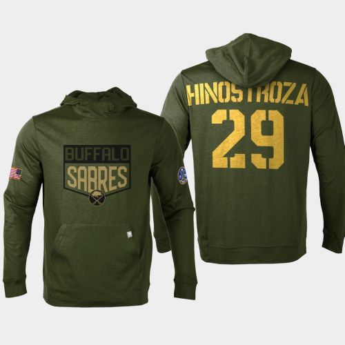 Buffalo Sabres 29 Vinnie Hinostroza 2022 Salute to Service Olive Pullover Hoodie