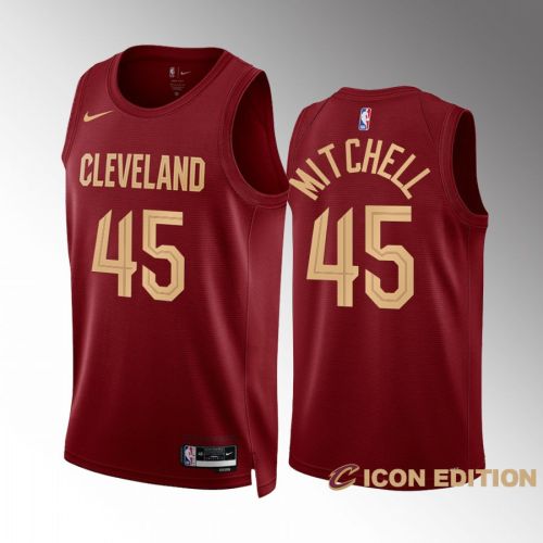 Donovan Mitchell 45 2022-23 Cleveland Cavaliers Wine Icon Edition Jersey Swingman