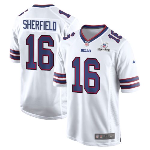 Trent Sherfield 16 Buffalo Bills 2023 Playoffs Patch Game Men Jersey - White