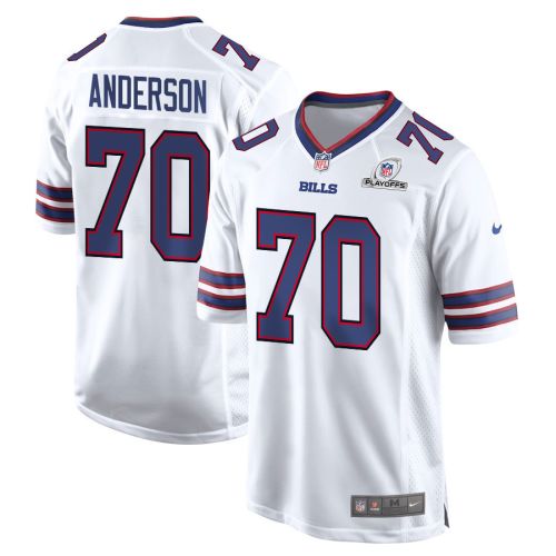 Alec Anderson 70 Buffalo Bills 2023 Playoffs Patch Game Men Jersey - White