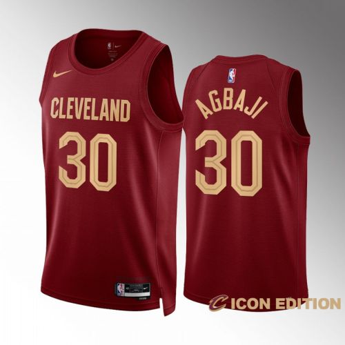 Cleveland Cavaliers Ochai Agbaji 30 2022-23 Icon Edition Wine Jersey Swingman