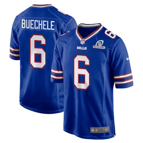 Shane Buechele 6 Buffalo Bills 2024 Divisional Patch Game Men Jersey - Royal