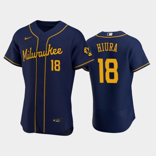 Milwaukee Brewers 18 Keston Hiura Alternate Team Navy Jersey Jersey