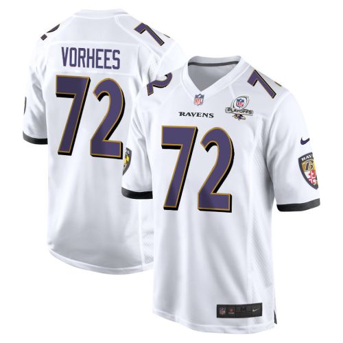 Andrew Vorhees 72 Baltimore Ravens 2023 Playoffs Patch Game Men Jersey - White