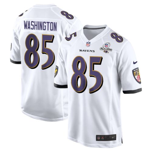 Scotty Washington 85 Baltimore Ravens 2023 Playoffs Patch Game Men Jersey - White