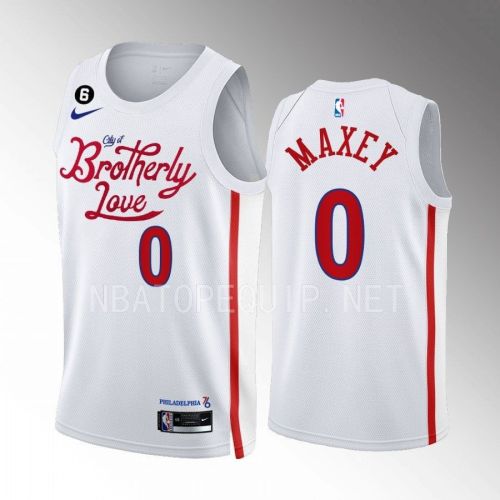 Tyrese Maxey 0 2022-23 Philadelphia 76ers White City Edition Men Jersey Swingman