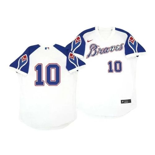 Atlanta Braves Chipper Jones 10 Cooperstown White Throwback Home Jersey