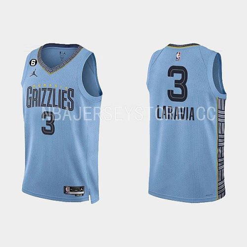 Memphis Grizzlies 3 Jake LaRavia 2022-23 Statement Edition Light Blue Men Jersey